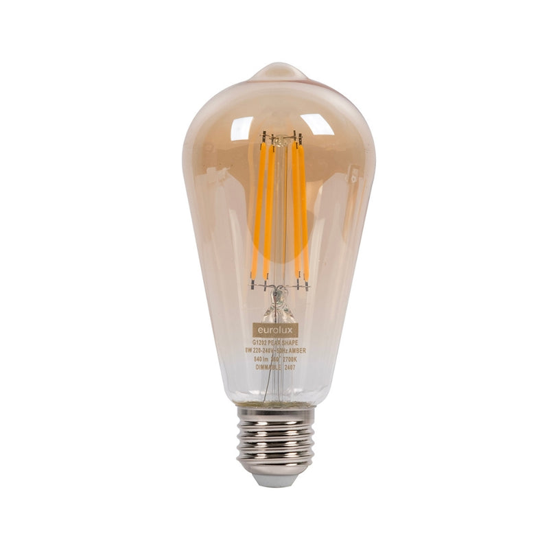 E27 ST64 LED Filament 8W 3000K Amber Bulb Dim E - Lighting.co.za