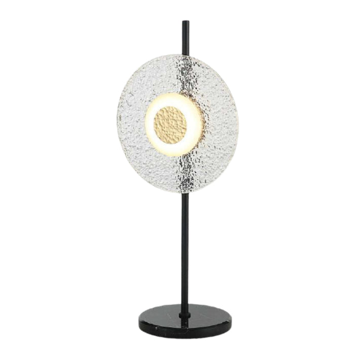 Teo Round LED Glass and Black Table Lamp