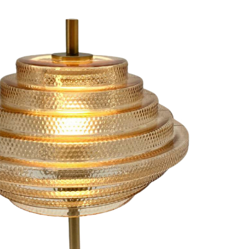 Blanche Retro Antique Brass and Amber Glass Table Lamp - Lighting.co.za