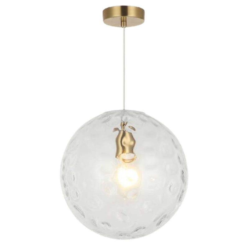 Marina Dimpled Clear Glass and Brass Pendant Light - Lighting.co.za