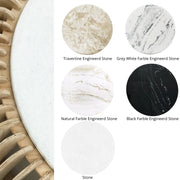 Bumbi Natural Slatted Wood and Stone Top Dining Table 2 Sizes - Lighting.co.za