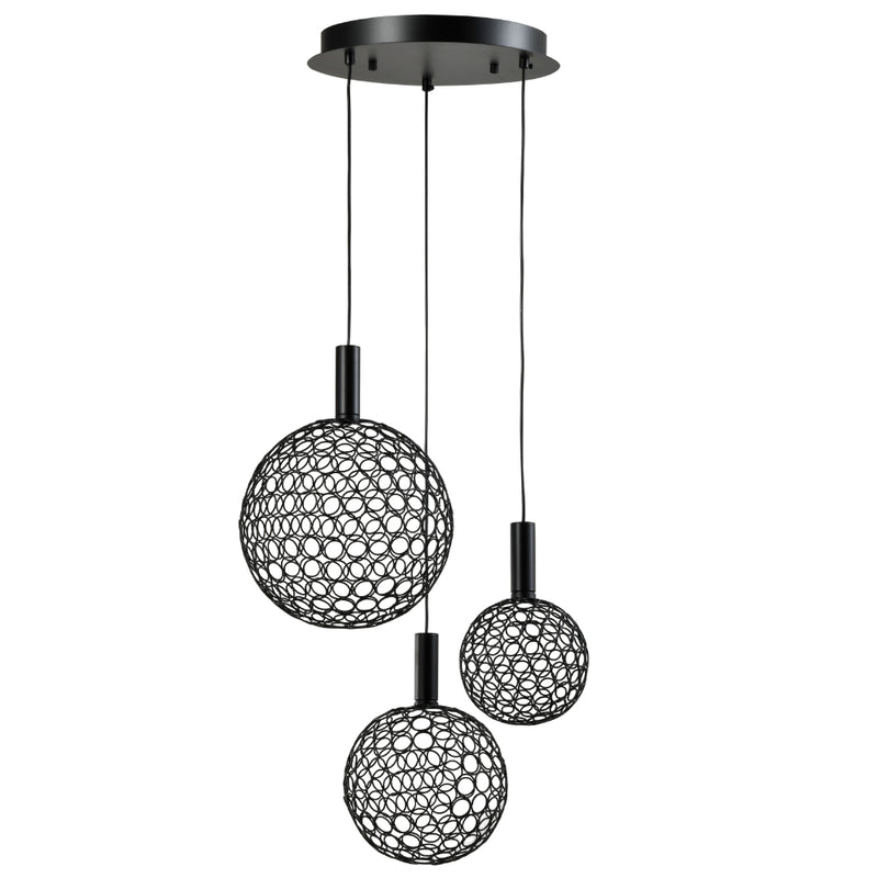 Fusion Trio Mesh Ball Gold | Black | Chrome LED Pendant Light - Lighting.co.za