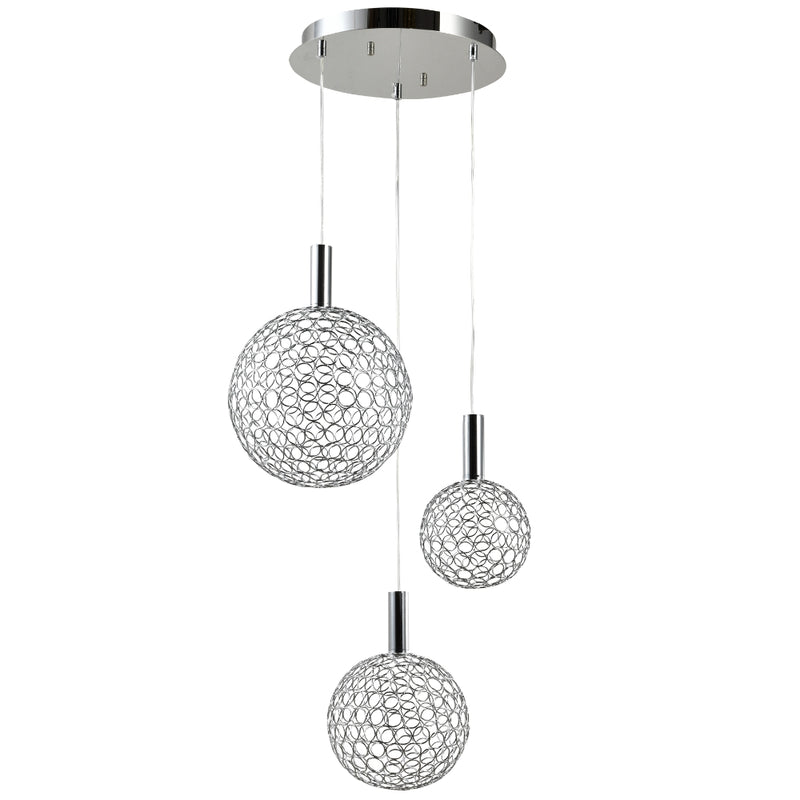 Fusion Trio Mesh Ball Gold | Black | Chrome LED Pendant Light - Lighting.co.za