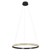 Lustre Single Ring Black and Crystal LED Pendant Light 2 Sizes - Lighting.co.za