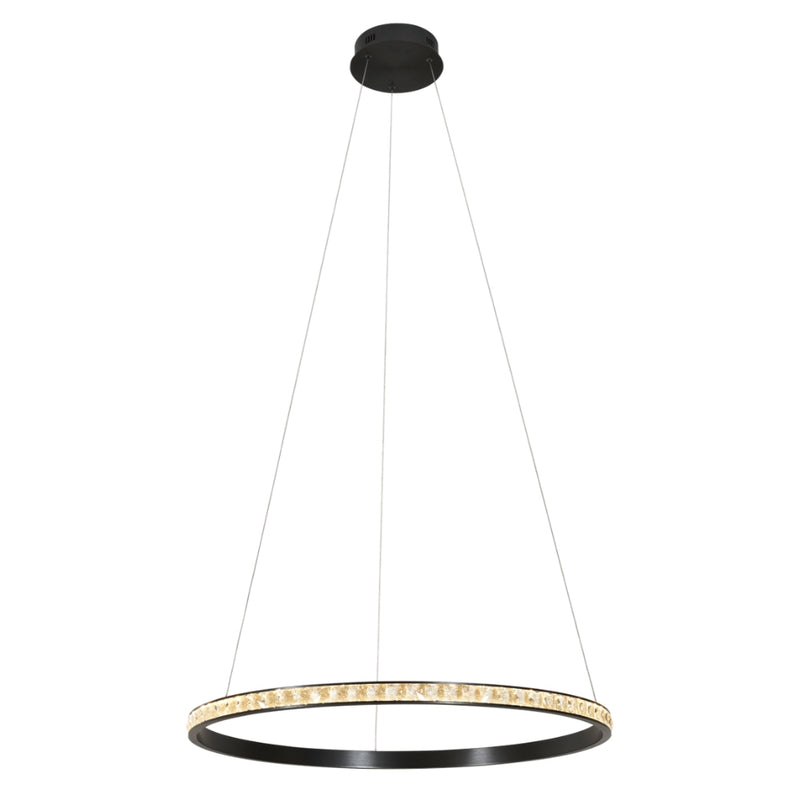 Lustre Single Ring Black and Crystal LED Pendant Light 2 Sizes - Lighting.co.za