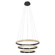 Lustre 3 Ring Black and Crystal LED Pendant Light - Lighting.co.za