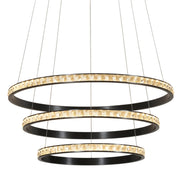Lustre 3 Ring Black and Crystal LED Pendant Light - Lighting.co.za