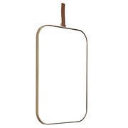 Lexi Rectangular Black | Gold Leather Strap Wall Mirror - Lighting.co.za