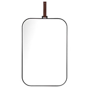 Lexi Rectangular Black | Gold Leather Strap Wall Mirror - Lighting.co.za