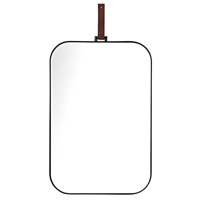 Lexi Rectangular Black | Gold Leather Strap Wall Mirror - Lighting.co.za