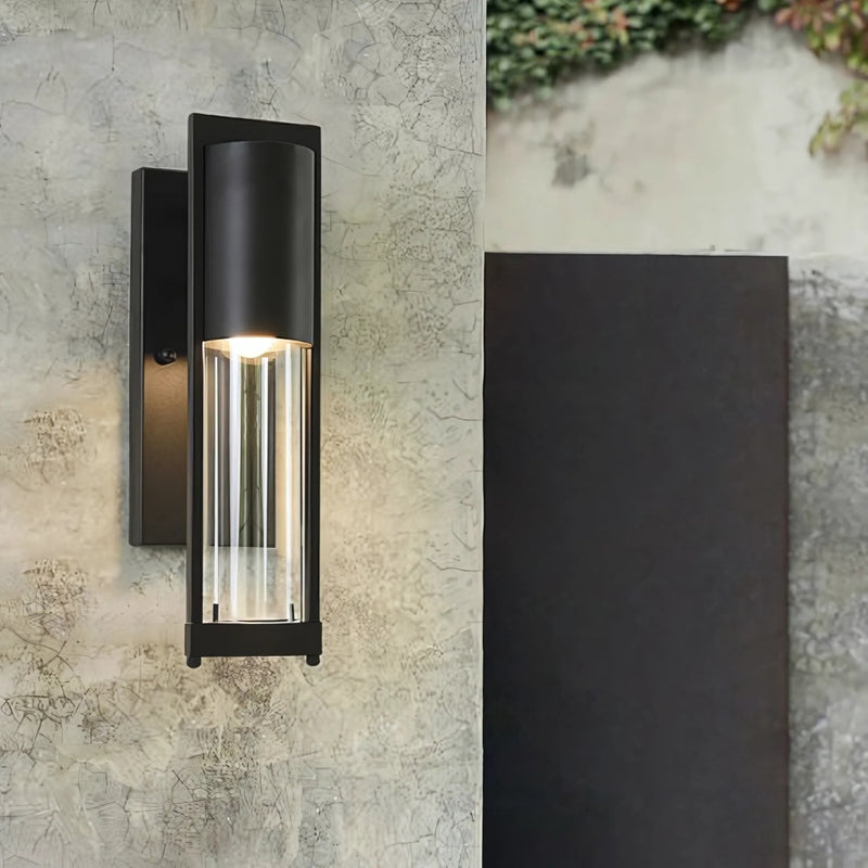 Hudson Tall Black And Clear Glass Wall Light - Lighting.co.za