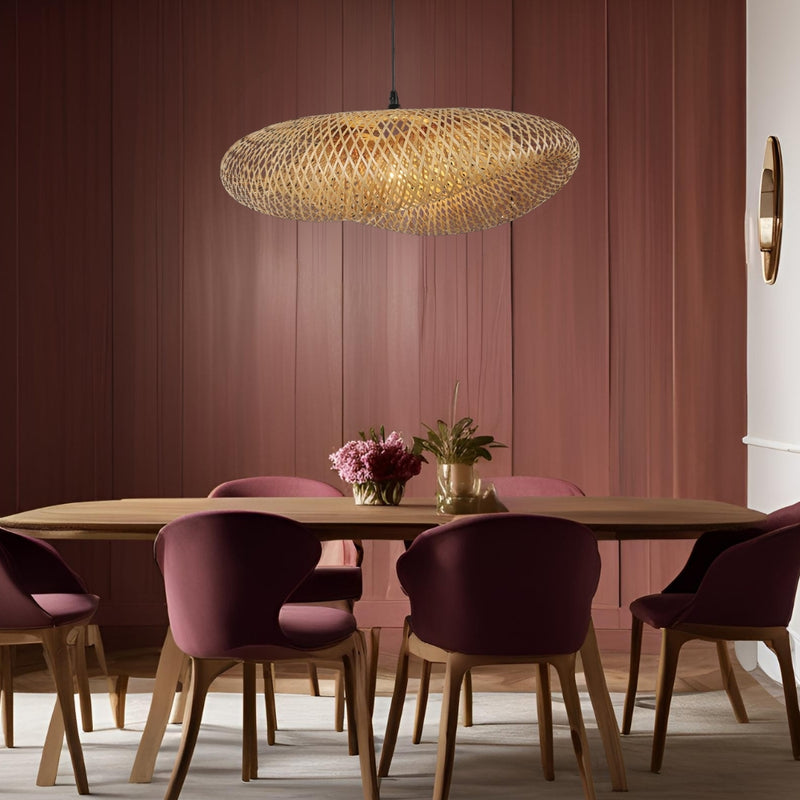 Fold Natural Bamboo Rattan Pendant Light 2 Sizes - Lighting.co.za