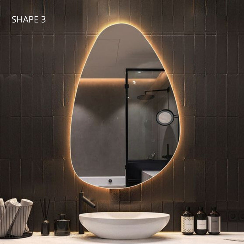 Trinity LED Backlit Irregular Wall Mirror 3 Sizes - Lighting.co.za