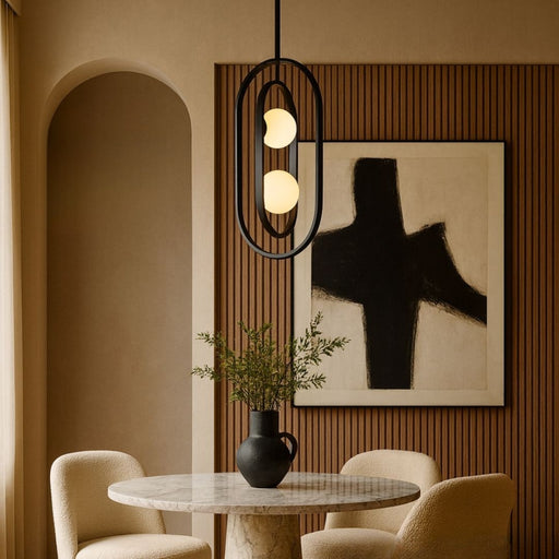 Miro Tall Black and White Glass Pendant Light - Lighting.co.za