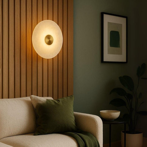 Vara Round LED Marble and Gold Wall Light - Lighting.co.za