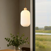 Nesta Style 2 White Glass and Wood Pendant Light - Lighting.co.za