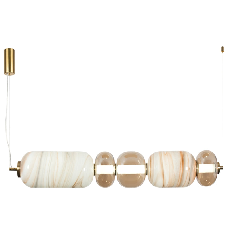 Leo Marbled and Amber Glass Horizontal LED Pendant Light - Lighting.co.za