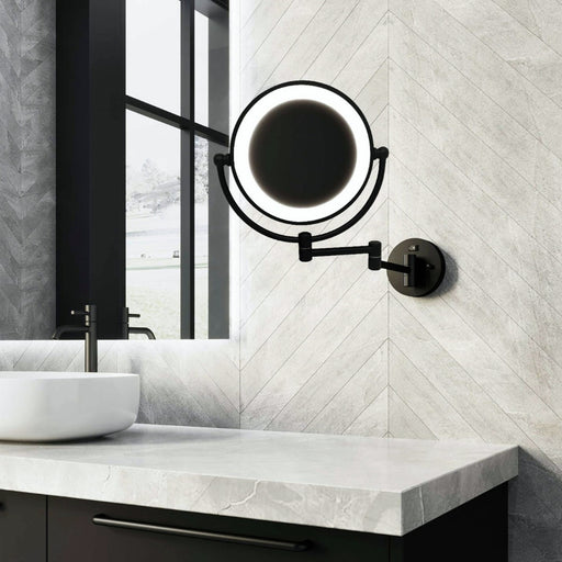 Vela Black Magnifying Bathroom Mirror Wall Light - Lighting.co.za