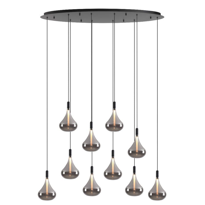 Cape 10 Light Smoke Glass Cluster LED Pendant Light