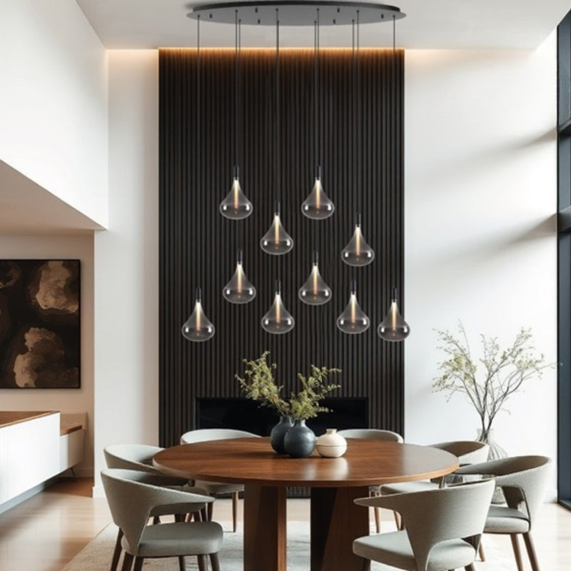 Cape 10 Light Smoke Glass Cluster LED Pendant Light