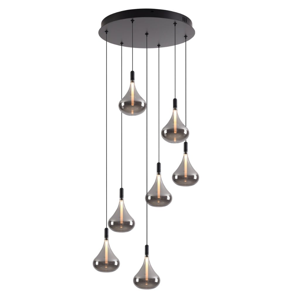 Cape 7 Light Smoke Glass Cluster LED Pendant Light — Lighting.co.za