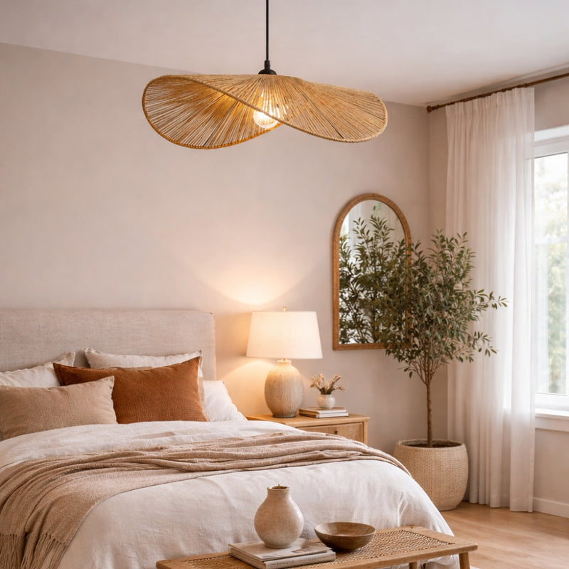 Bent Natural String Rattan Pendant Light - Lighting.co.za