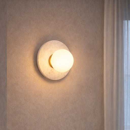 Pascal Black | White | Green Marble Disk Wall Light - Lighting.co.za