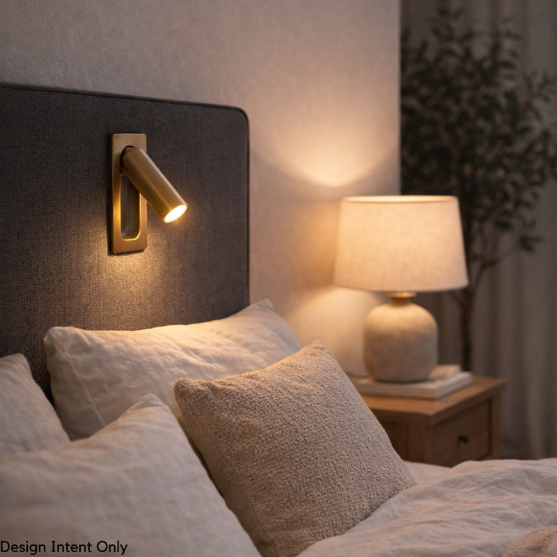 Fargo 3W LED Antique Brass | Black | White Self Switch Recessed Bedside Reading Wall Light - Lighting.co.za