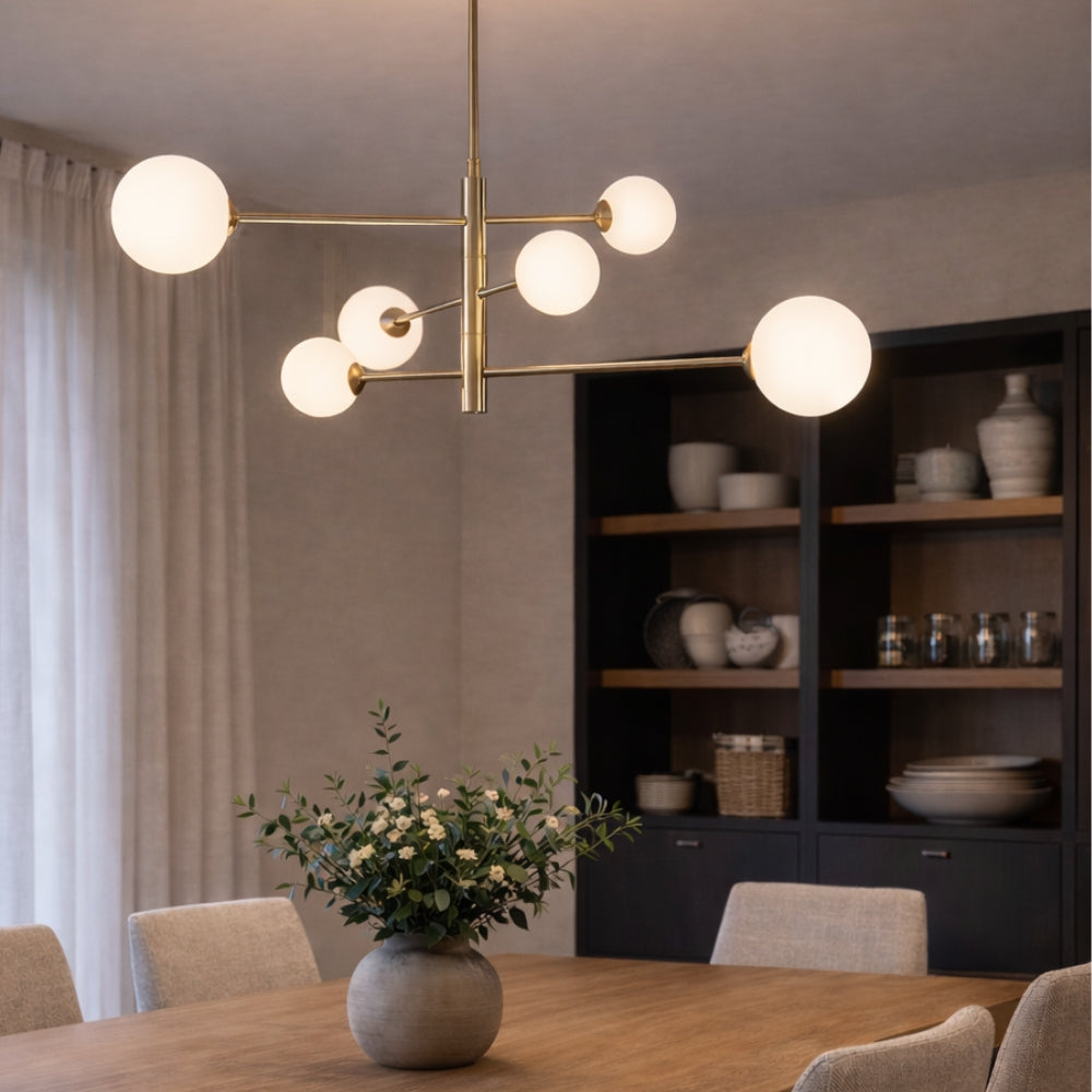 Lea Black or Gold and Opal Glass Pendant Light - Lighting.co.za