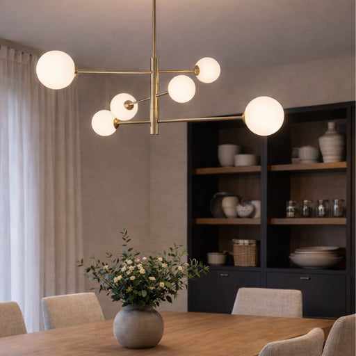 Lea Black or Gold and Opal Glass Pendant Light - Lighting.co.za