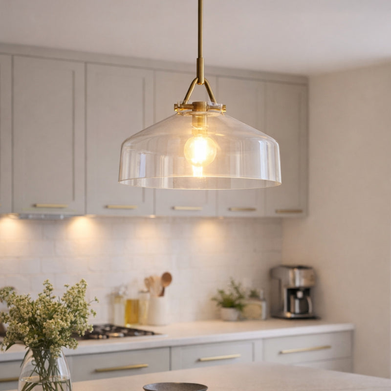 Miller Farmhouse Clear Glass and Gold Pendant Light - Lighting.co.za