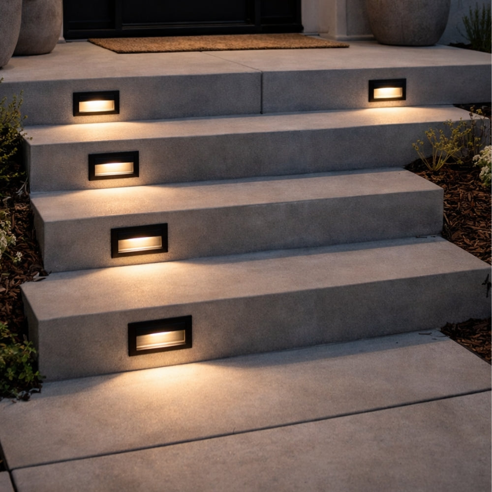 Elwood Black Or White Rectangular CCT LED Step Wall Light