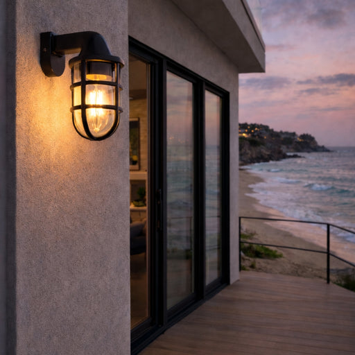 Cage Black and Clear PC Outdoor Wall Light - Lighting.co.za