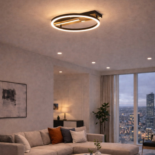 Armin Black and Wood Look LED 3CCT Ceiling Light - Lighting.co.za