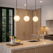 Turin Slim Frosted White Glass and Gold Pendant Light - Lighting.co.za