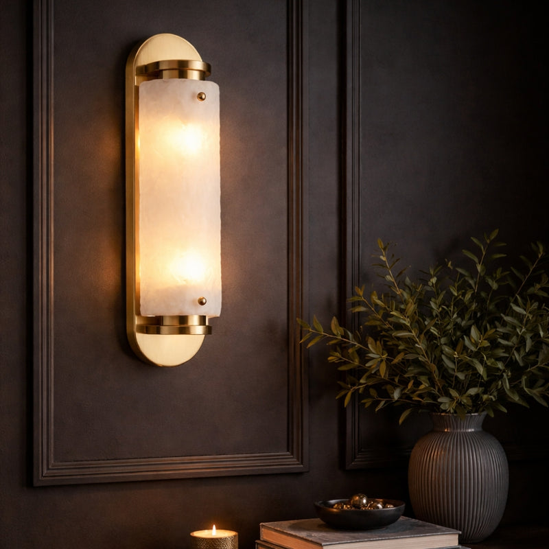 Glacier Frosted Glass and Gold Wall Light - Lighting.co.za