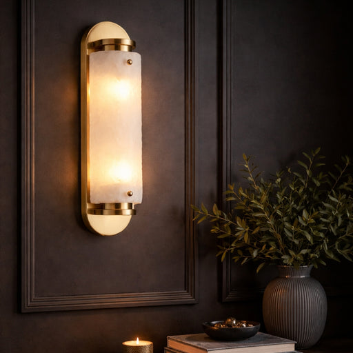 Glacier Frosted Glass and Gold Wall Light - Lighting.co.za