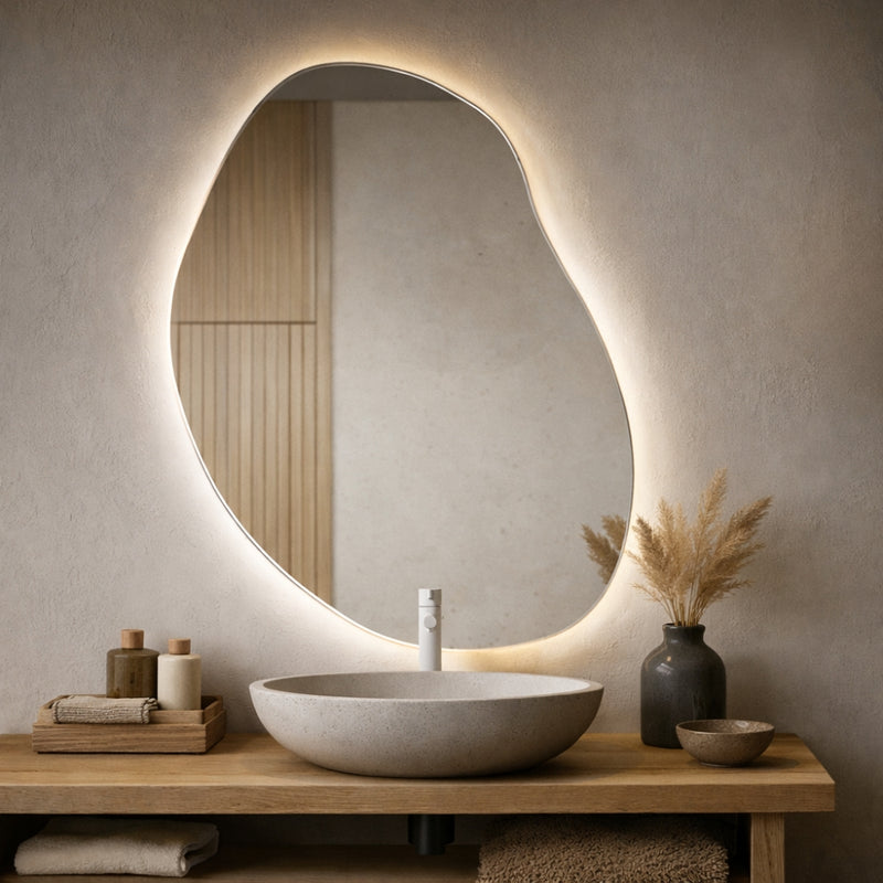 Trinity LED Backlit Irregular Wall Mirror 3 Sizes - Lighting.co.za