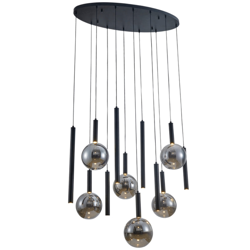 Parker Black And Smoke Glass 12L Cluster Pendant Light - Lighting.co.za