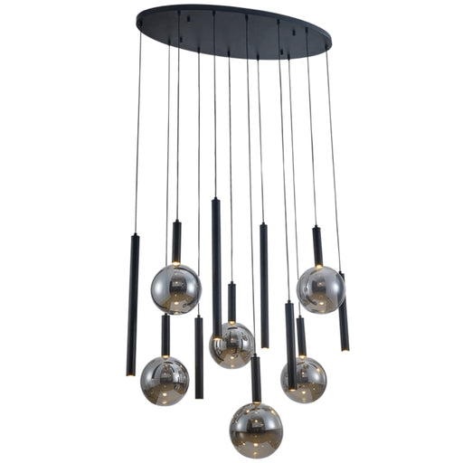 Parker Black And Smoke Glass 12L Cluster Pendant Light - Lighting.co.za