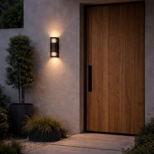 Duke Slated Up Down Black Outdoor Wall Light - Lighting.co.za