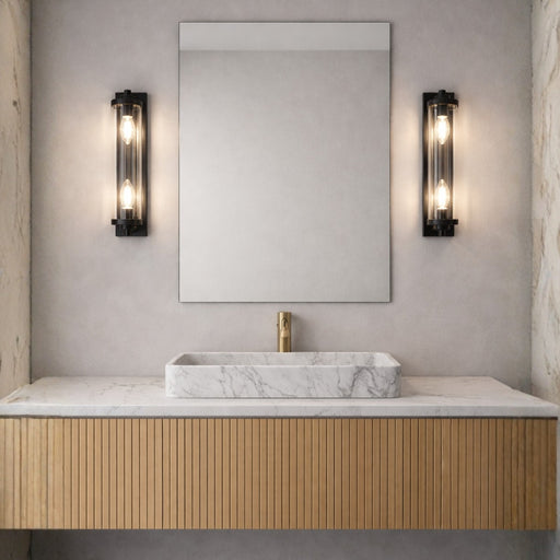 Seattle Gold or Black and Clear Fluted Glass Wall Light - Lighting.co.za