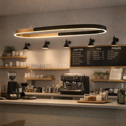 Savoy Black and Gold Rectangular CCT LED Pendant Light - Lighting.co.za