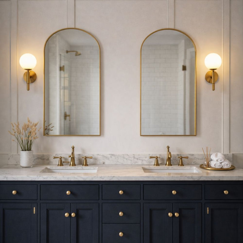 Cassia Slim Black | Gold and Frosted White Glass Wall Light - Lighting.co.za