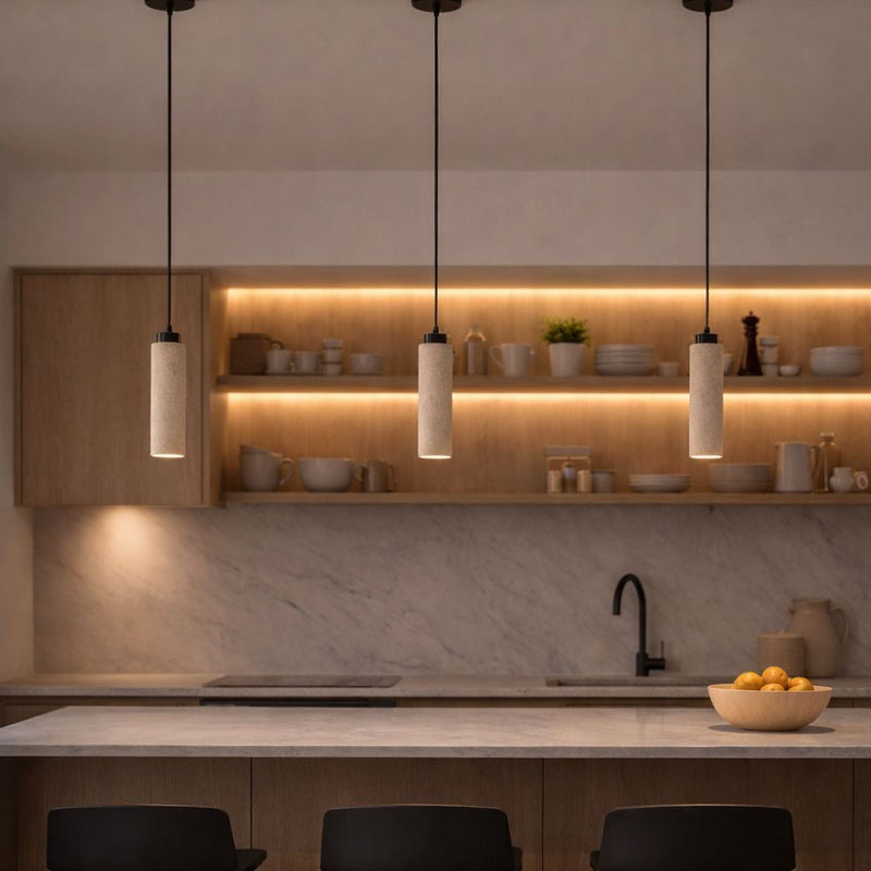 Eterna Round Travertino Pendant Light