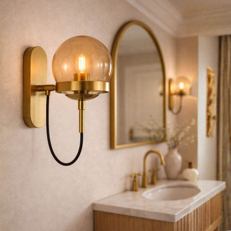 Loop Gold and Amber Glass Wall Light - Lighting.co.za