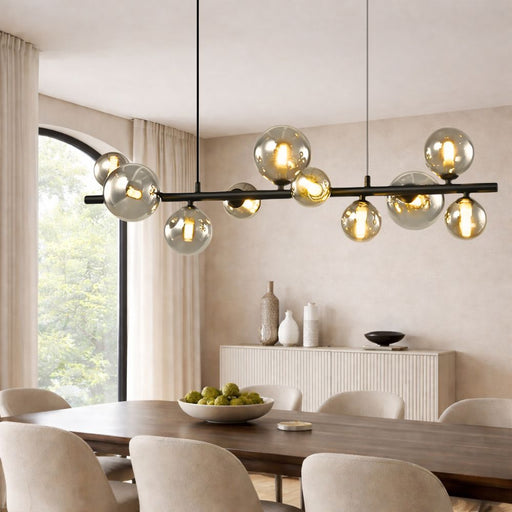 Bubble 10 Light Sphere And Stem Black or Gold Pendant Light - Lighting.co.za