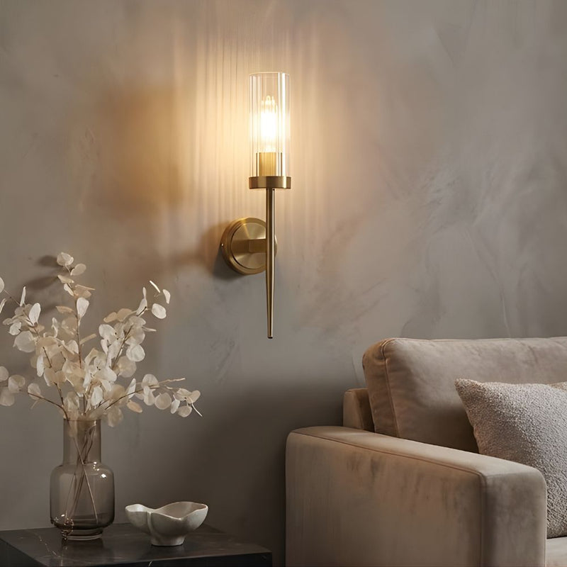 Luxuria Fluted Clear Glass and Brass Look Wall Light - Lighting.co.za