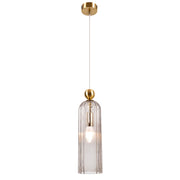 Zenda Fluted Smokey Glass and Gold Pendant Light - Lighting.co.za