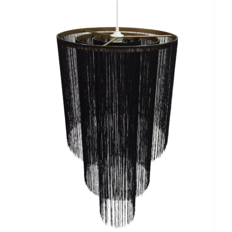 Mangalore Tripple Tiered Black Fringe Pendant Light - Lighting.co.za
